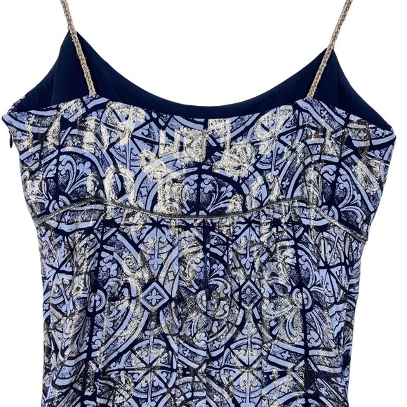 NICOLE MILLER Collection Silk and Lurex Metallic A Line Dress Size 4 - Picture 10 of 16